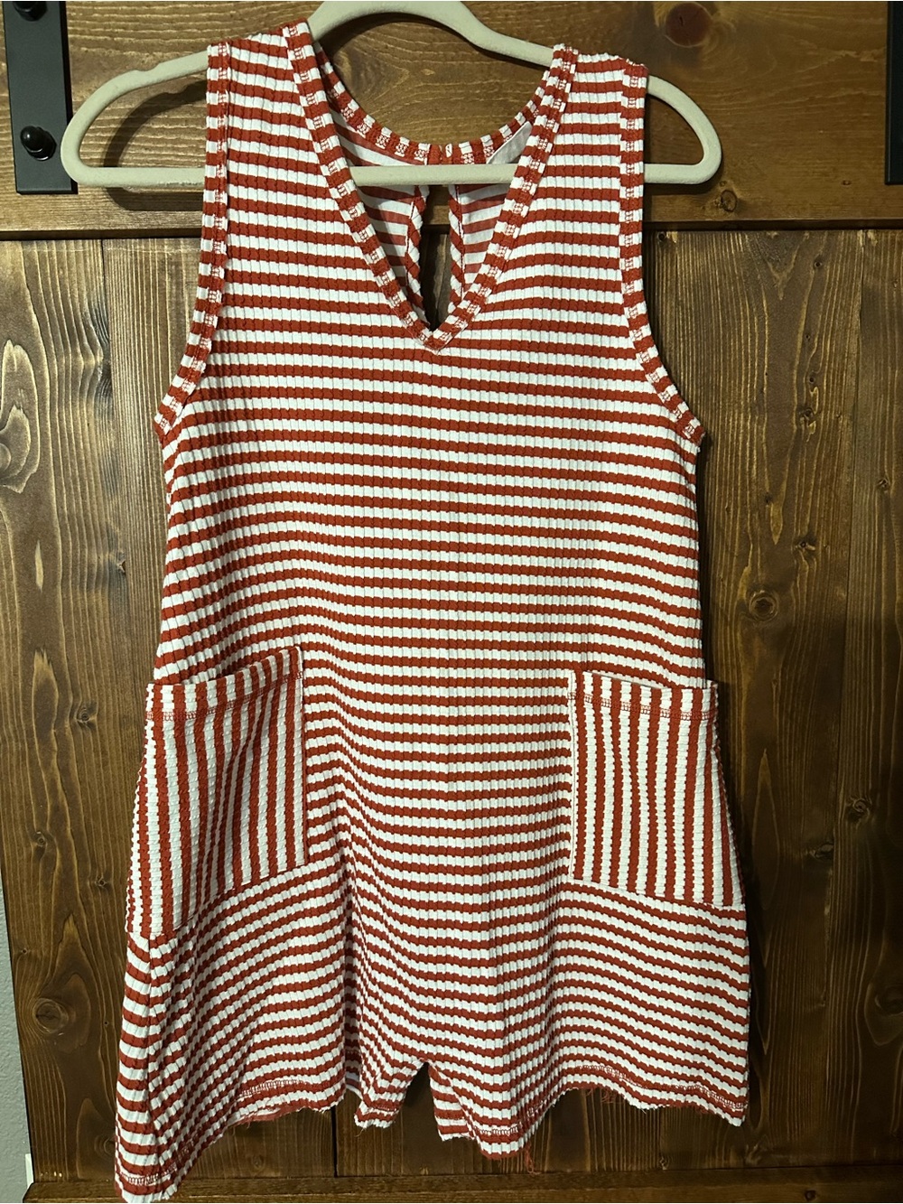 NWOT Red and White Striped Sleeveless Romper